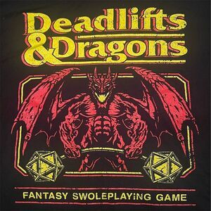 Deadlifts and Dragons Flex Comics Men's 2XL Black Graphic Fitness T-Shirt